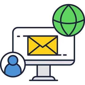 Email icon flat vector computer mail marketing Stock Illustration