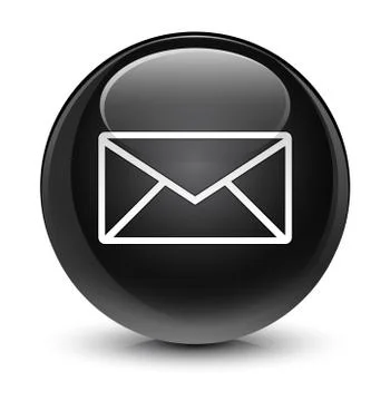 Email icon glassy black round button Stock Illustration