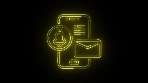 : Email Icon Isolated on Black Background, Message Communication Neon Line .. Stock-Footage 323731488