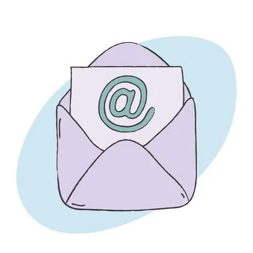Email icon isolated on blue cloud background Stock Illustration