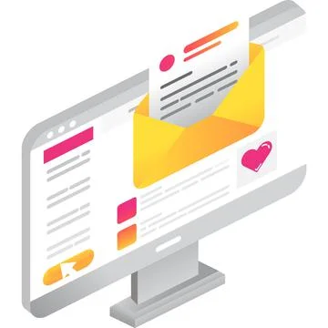 Email icon mail cloud service 3d vector Stock Illustration