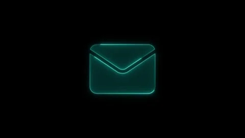 Email icon neon glowing line animation on black background representing dig.. Stock Footage 345549722