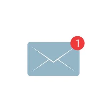 Email icon with notification, unread mail logo Stock Illustration