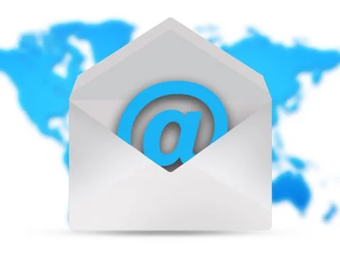 Email icon over world map Ilustração Stock