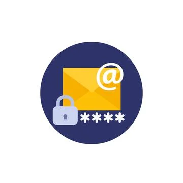Email icon with password, flat vector design Stock Illustration
