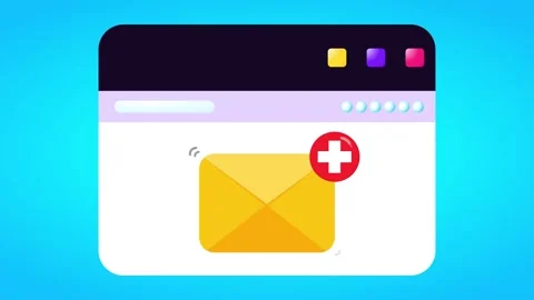 Email icon with plus notification on window tab Stock Footage 313991140