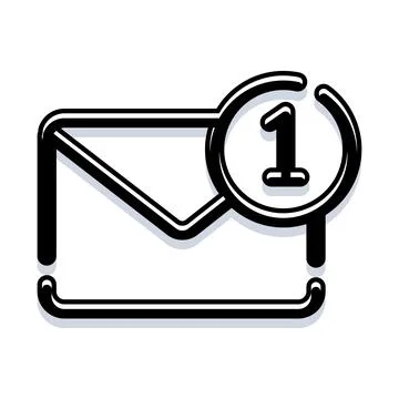 Email icon receiving one new message notification Stock Illustration