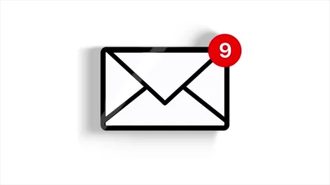 Email Icon With Red Counter On White Background. E-Mail Notification With Stock Footage 149048669