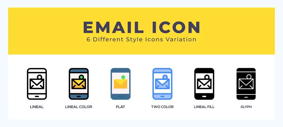 Email icon set with different styles. Design elements for logo. Vector illu.. Stock Illustration
