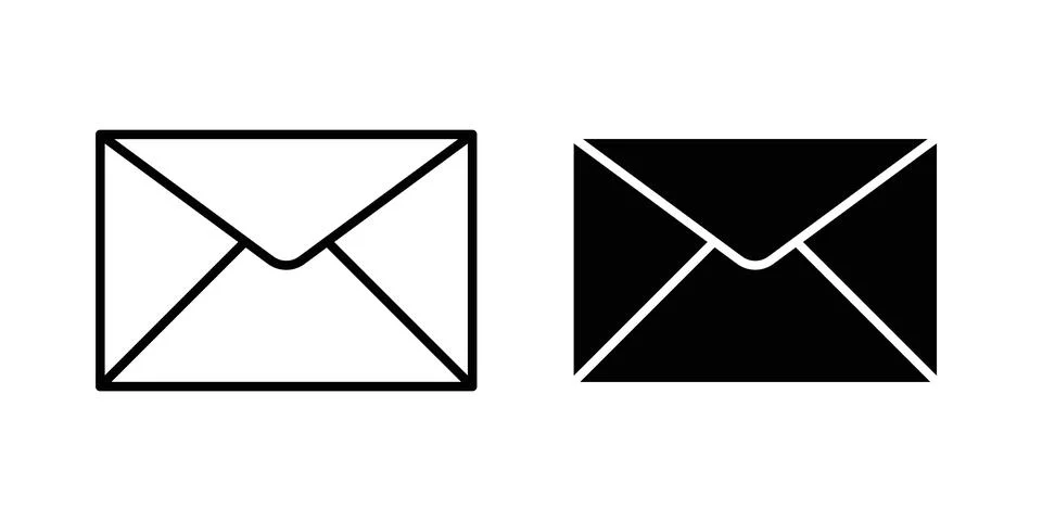 Email icon solid, line, and editable vector set. Illustrazione stock