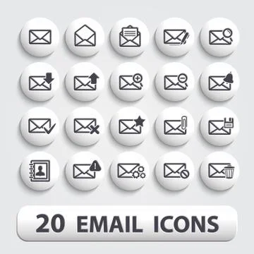 Email icons buttons set Stock Illustration