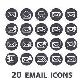 Email icons set Stock Illustration