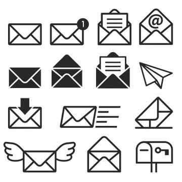 Email icons. Vector illustrations. Illustrazione stock