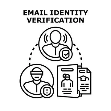Email identity verification verifying online user security and authentication Stock Illustration
