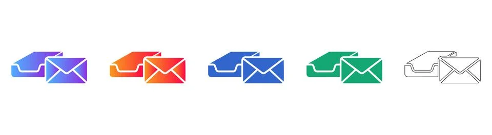 Email Inbox Icon Set Illustrazione stock