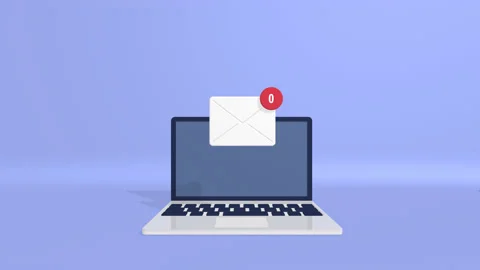 Email inbox notification. New messages counter. mail letters. laptop Stock Footage 157969677