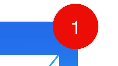 EMail inbox notification pops up with 1 alert on user interface Stock Footage 308505589