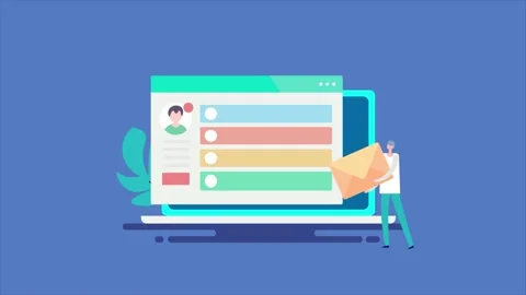 Email interface with inbox message, business people marketing. Stock Footage 238076609