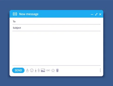 Email interface. Mail window template, internet message isolated frame, blank Illustrazione stock
