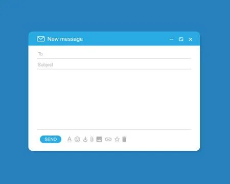 Email interface. Mail window template, internet message in blue Vector EPS 10 Stockillustratie