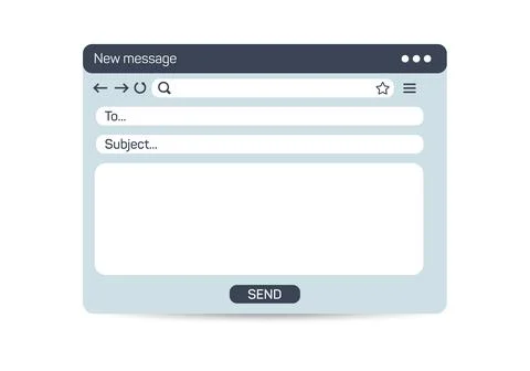 Email interface. Mail window template, internet message isolated frame, blank Stock Illustration