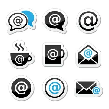 Email, internet cafe, wifi vector icons set Stock Illustration