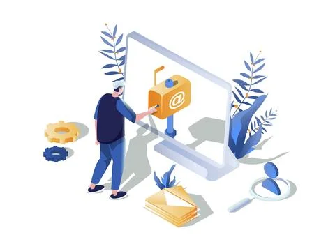 Email Isometric Illustration Stock Illustration