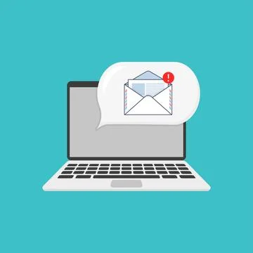 Email on a laptop in flat style Illustrazione stock