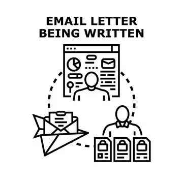 Email letter writing and secure digital communication process Stock Illustration
