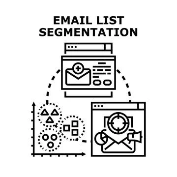 Email list segmentation for targeted marketing campaigns Stock Illustration