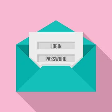 Email login password icon, flat style Illustrazione stock