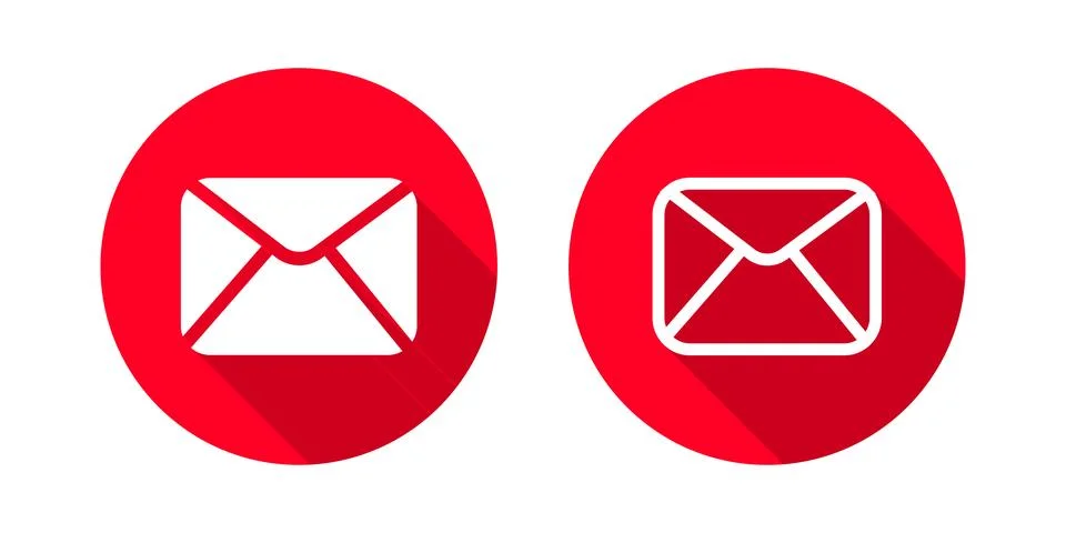 Email logo Icon vector with long shadow Stock Illustration