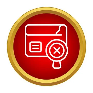 Email with magnifying glass cross error icon 스톡 일러스트