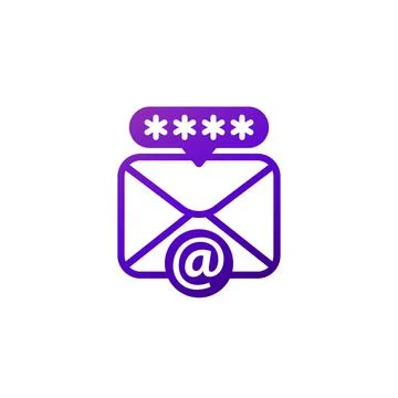 Email, mail icon with password, vector Stock Illustration