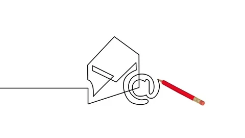 Email-Mail One Stroke Animaton Drawn With Pencil Stock Footage 113904947