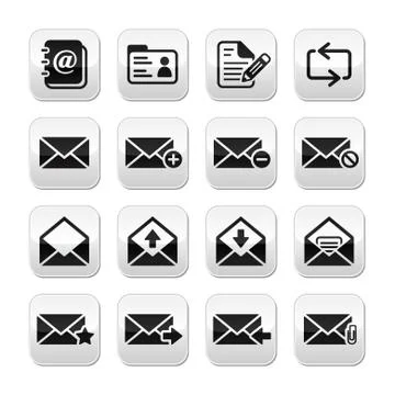 Email mailbox vector buttons set Stock Illustration