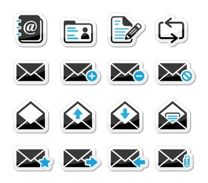 Email mailbox vector set as labels Stock Illustration