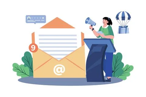 Email marketers develop and execute email campaigns. Illustrazione stock