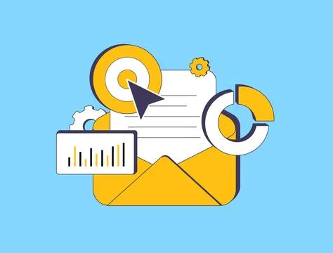 Email marketing analytics with performance tracking, open rates and email Stock Illustration