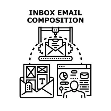 Email marketing composition process creating digital correspondence Stock Illustration