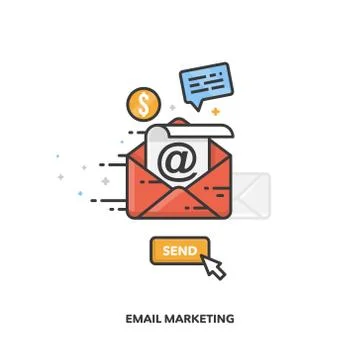 Email marketing concept design. Vector line design. Stock Illustration