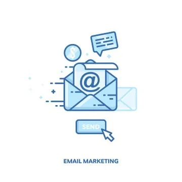 Email marketing concept design. Vector line design. Stock Illustration