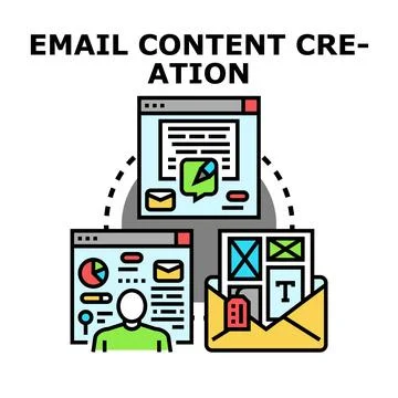 Email marketing content creation process vector illustration Stockillustratie