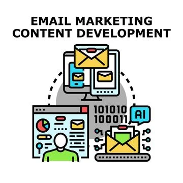 Email marketing content development and communication strategy Stock Illustration