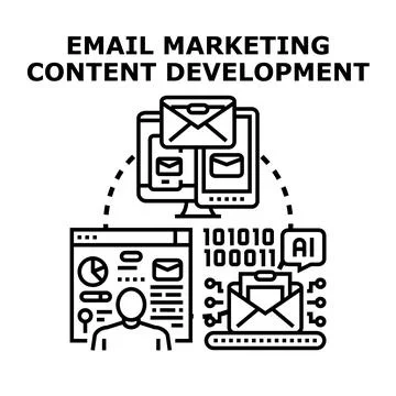 Email marketing content development and communication strategy Stock Illustration