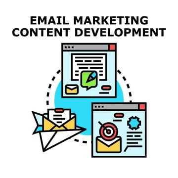 Email marketing content development process illustration Illustrazione stock