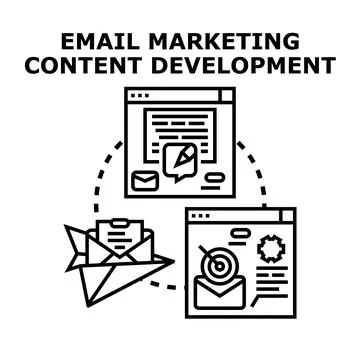 Email marketing content development process illustration Stock Illustration