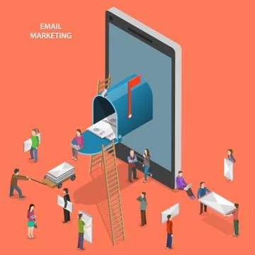 Email marketing flat isometric vector concept. Stock Illustration