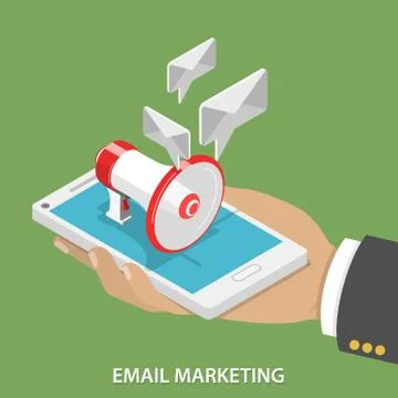 Email Marketing Flat Isometric Vector Concept. Stock Illustration