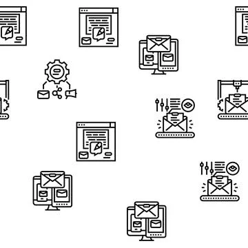 Email marketing internet web vector seamless pattern Stock Illustration